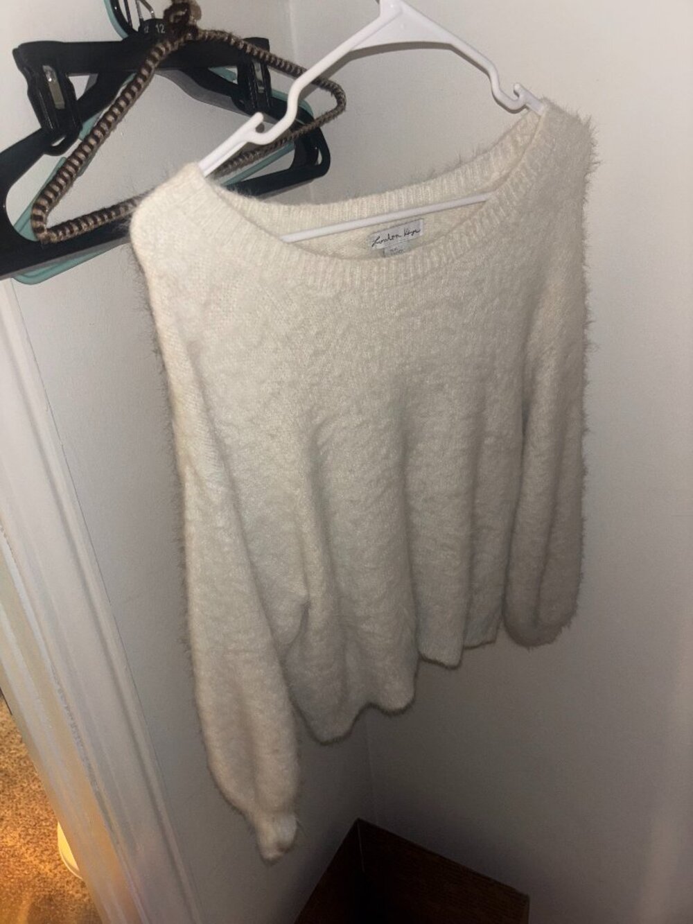 White Fuzzy Sweater - XS